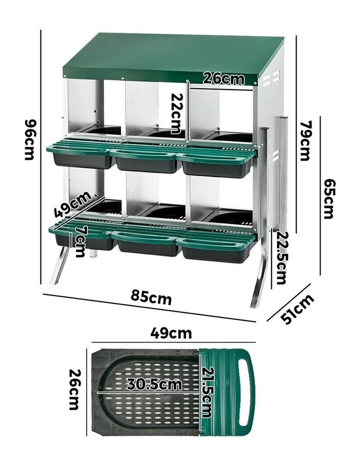 Alopet 6 Holes Chicken Nesting Box Roll Away Hen Chook Laying Boxes with Stand image 3