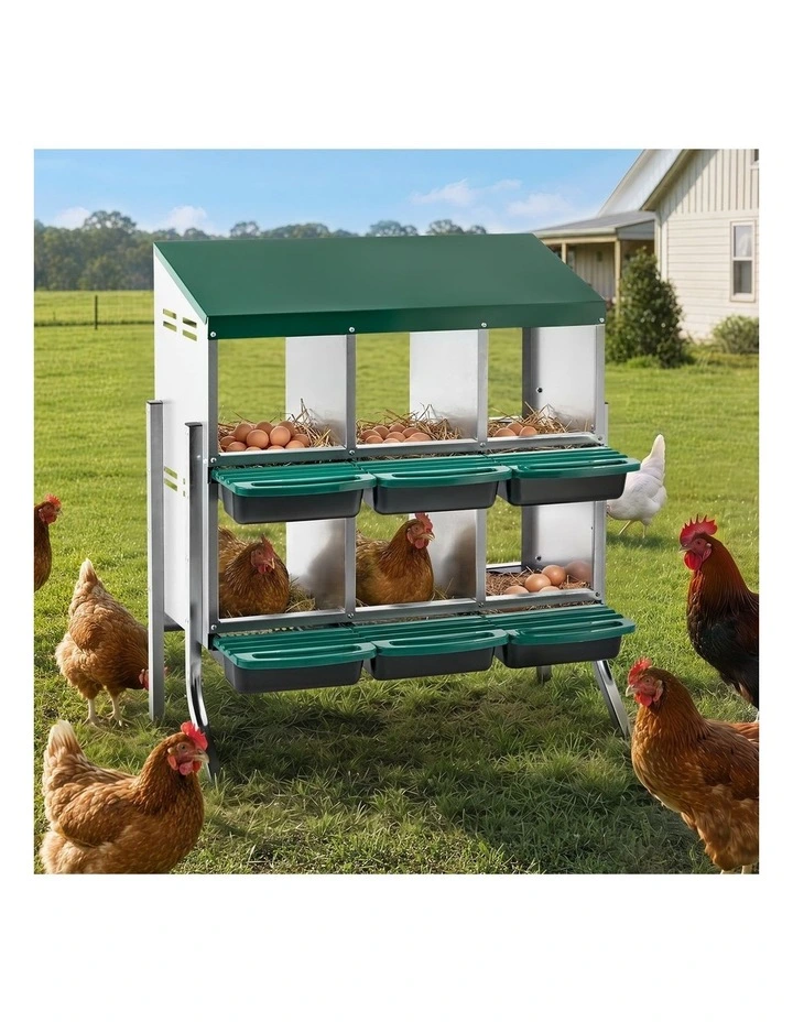 Alopet 6 Holes Chicken Nesting Box Roll Away Hen Chook Laying Boxes with Stand image 4