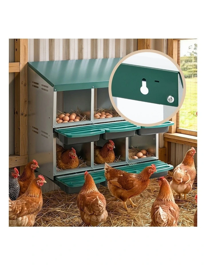 Alopet 6 Holes Chicken Nesting Box Roll Away Hen Chook Laying Boxes with Stand image 5