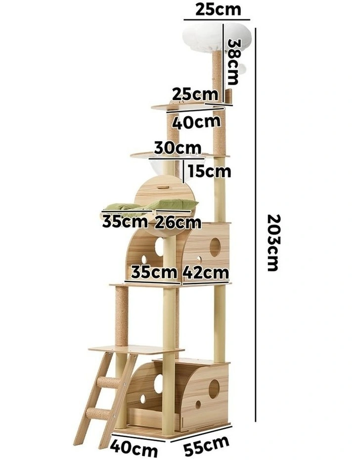 Alopet Cat Tree Tower Scratching Post Scratcher Condo House Bed Furniture 203cm image 3