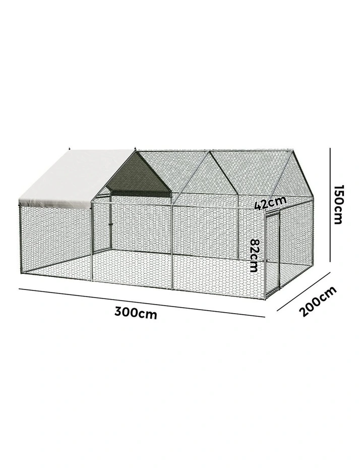 Alopet 3x2x1.5M Chicken Coop with Cover Poultry Cage Run Yard Pet Rabbit Hutch image 3
