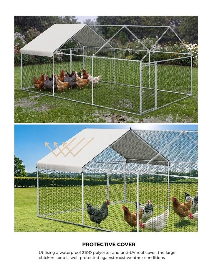Alopet 3x2x1.5M Chicken Coop with Cover Poultry Cage Run Yard Pet Rabbit Hutch image 7