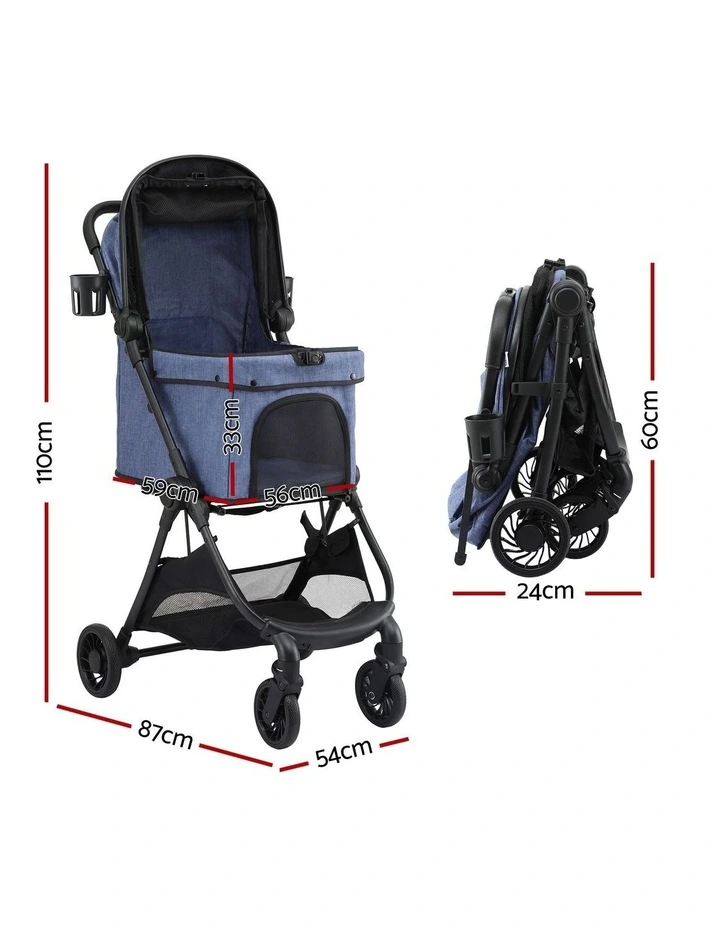 i.Pet Pet Stroller Pram Gravity Folding Dog Cage Large Travel Pushchair 4 Wheels image 2