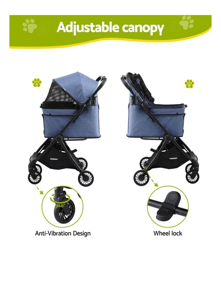 i.Pet Pet Stroller Pram Gravity Folding Dog Cage Large Travel Pushchair 4 Wheels image 4