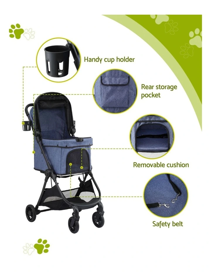 i.Pet Pet Stroller Pram Gravity Folding Dog Cage Large Travel Pushchair 4 Wheels image 5