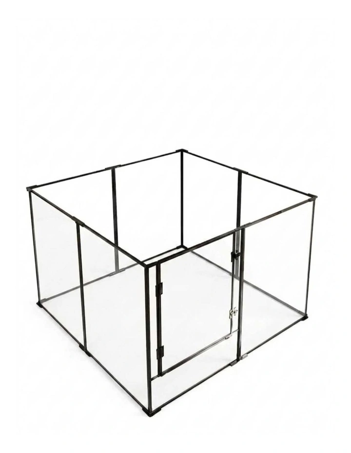 Black Transparent Acrylic Pet Playpen Heavy Duty Dog Fence With Door Panel image 1
