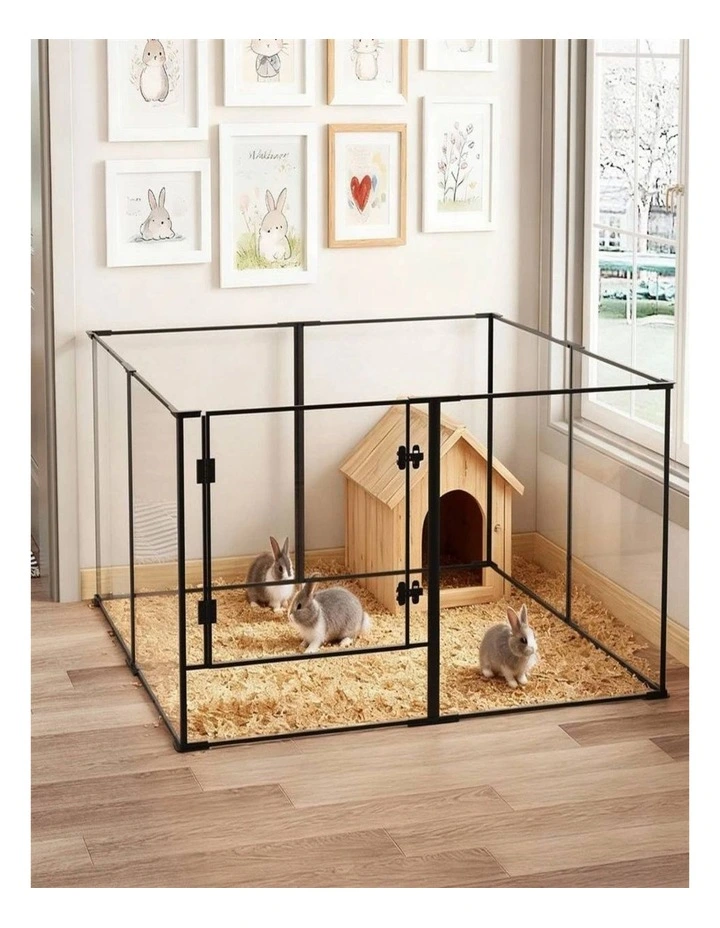 Black Transparent Acrylic Pet Playpen Heavy Duty Dog Fence With Door Panel image 5