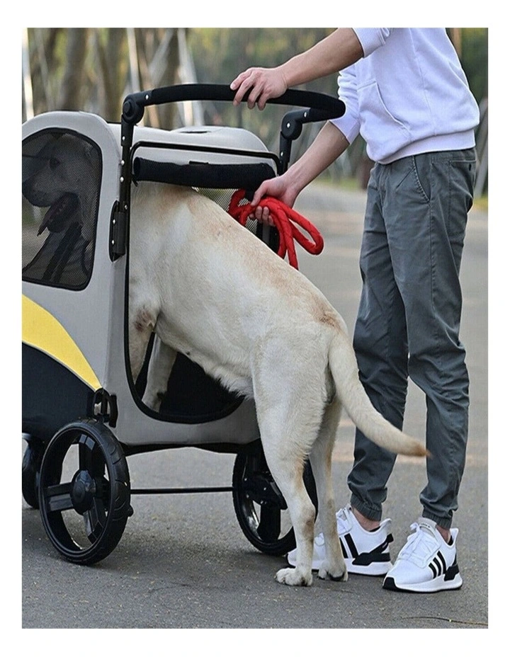 Extra Large Foldable Dog Stroller Pet Pushchair Travel Pram with Doors image 4