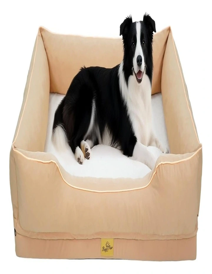 Orthopedic Waterproof Dog Bed Sofa Removable Cover Nesting Pet Bed XL Beige image 1