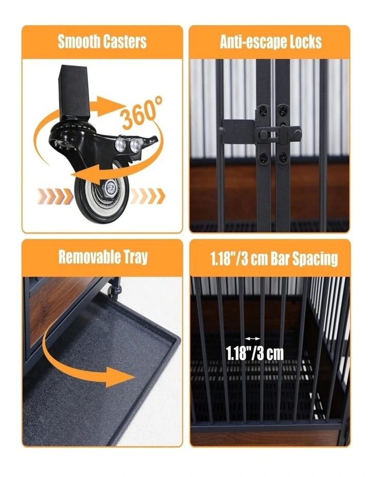 Stackable Cat Cage L83xH59 Metal Frame Lockable Wheels Detachable Tray image 3