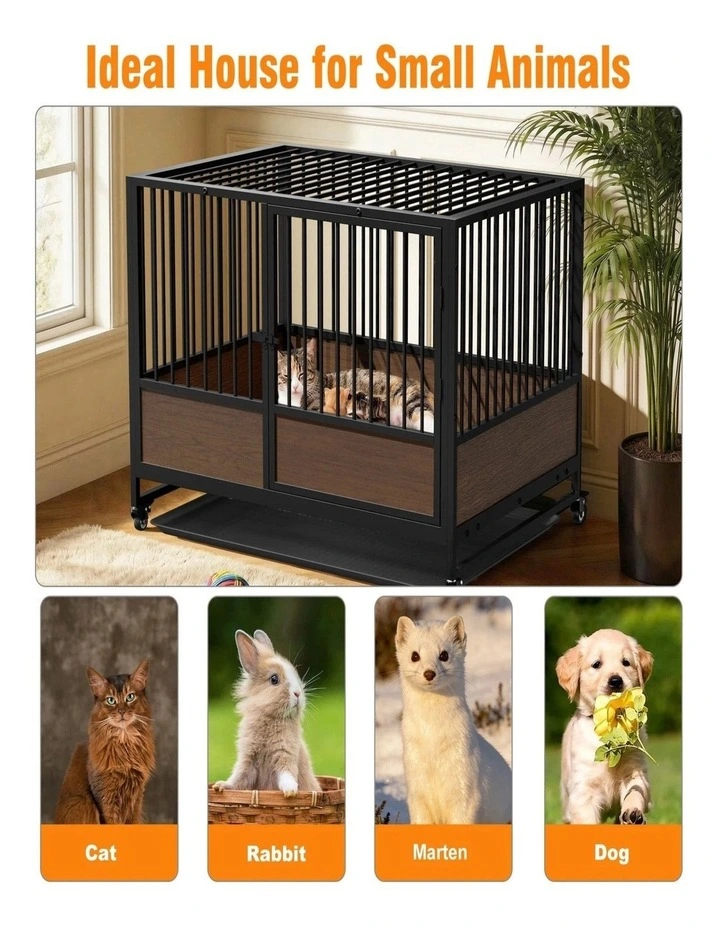 Stackable Cat Cage L83xH59 Metal Frame Lockable Wheels Detachable Tray image 4