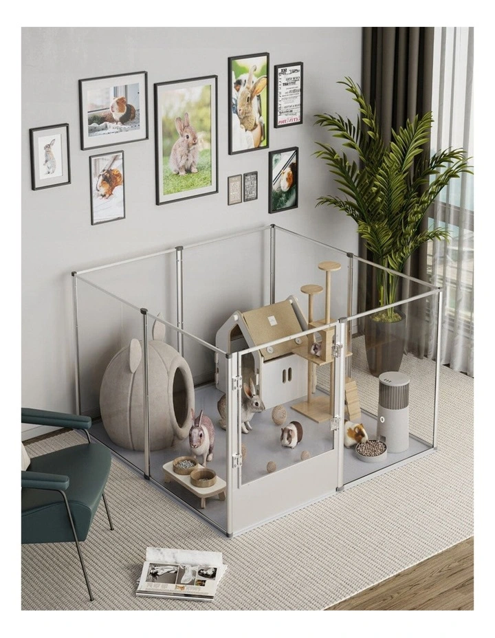 XXL Clear Acrylic Dog Playpen Whelping Fence Anti-Anxiety Pet Enclosure image 2
