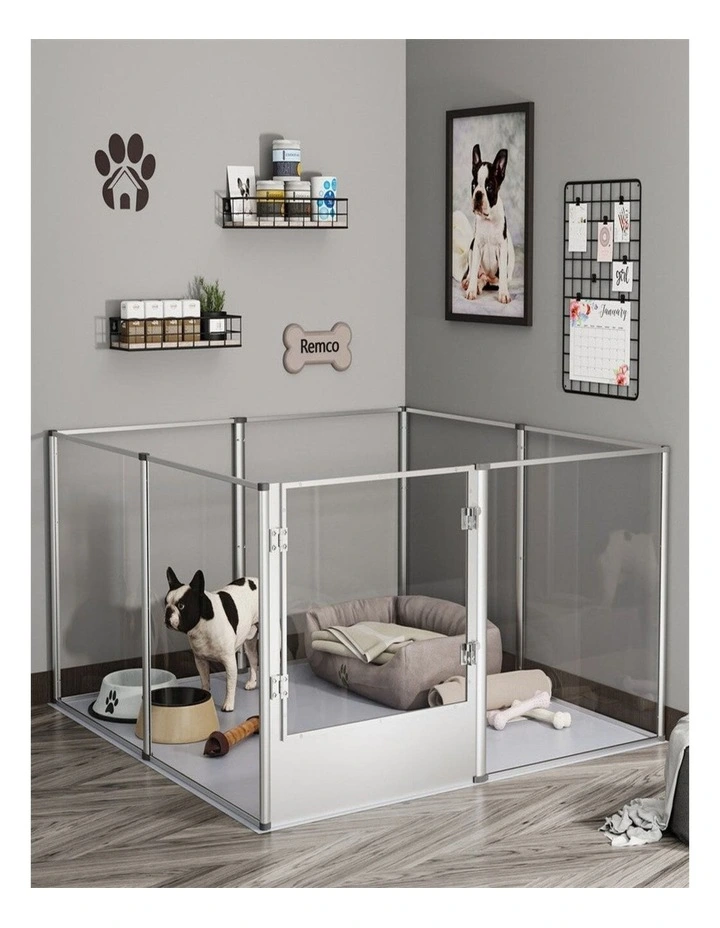 XXL Clear Acrylic Dog Playpen Whelping Fence Anti-Anxiety Pet Enclosure image 3
