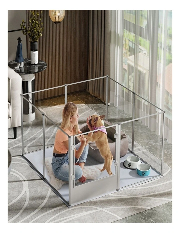XXL Clear Acrylic Dog Playpen Whelping Fence Anti-Anxiety Pet Enclosure image 4