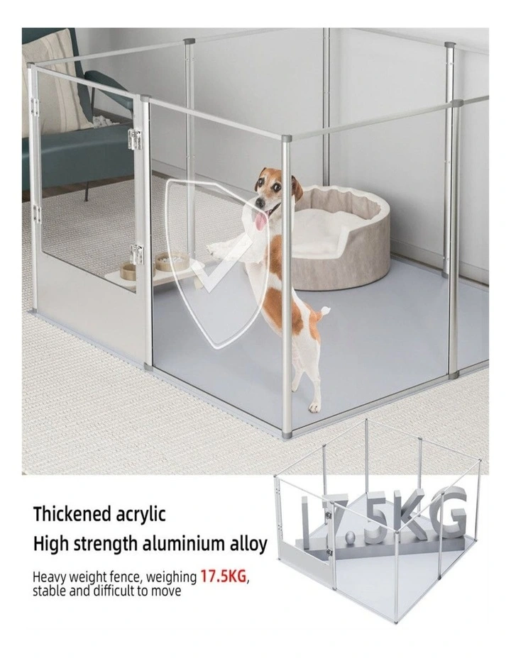 XXL Clear Acrylic Dog Playpen Whelping Fence Anti-Anxiety Pet Enclosure image 5