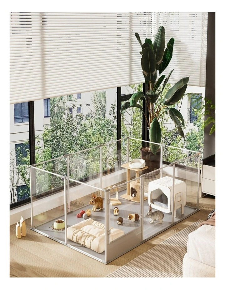 10 Panel Acrylic Dog Whelping Pen Indoor Pet Playpen Fence with Mat image 5