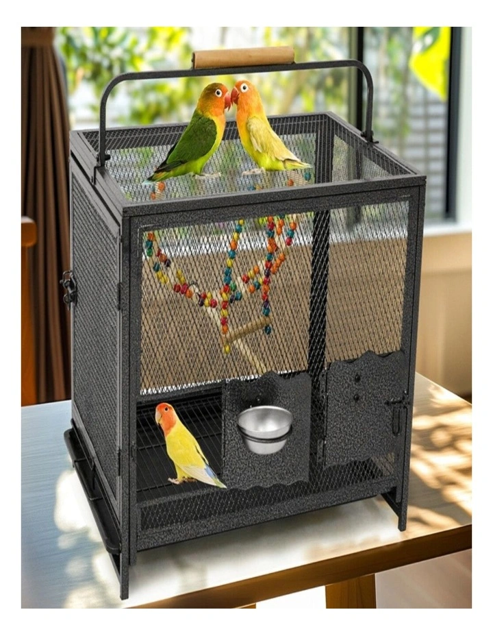 Heavy Duty Metal Bird Cage Large Parrot Transport Carrier Aviary image 2