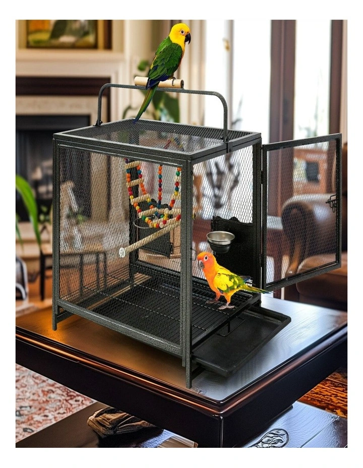 Heavy Duty Metal Bird Cage Large Parrot Transport Carrier Aviary image 3