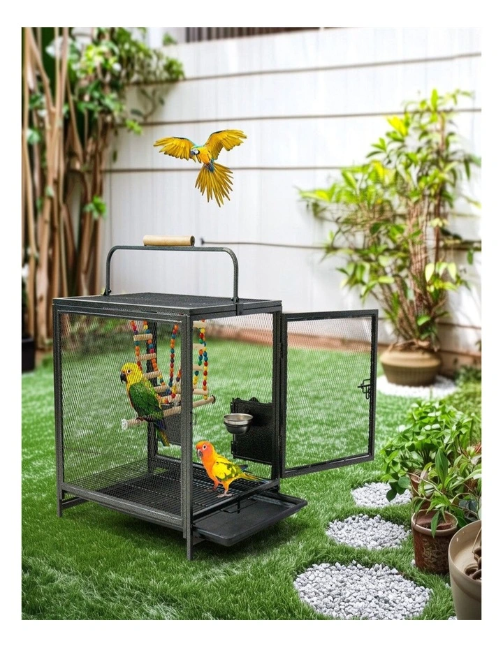 Heavy Duty Metal Bird Cage Large Parrot Transport Carrier Aviary image 4