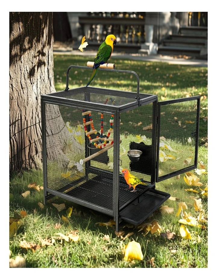 Heavy Duty Metal Bird Cage Large Parrot Transport Carrier Aviary image 5