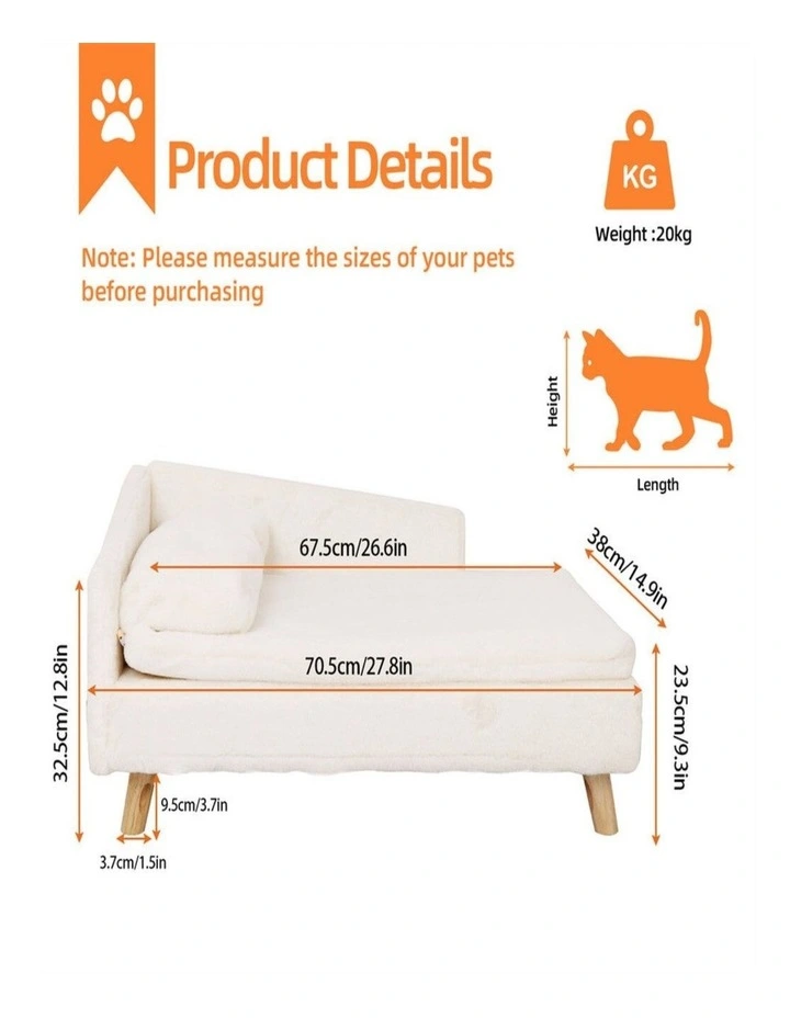 Luxury Rectangular Pet Sofa Bed Anti-Skid Dog Cat Cushion Bed Small image 5