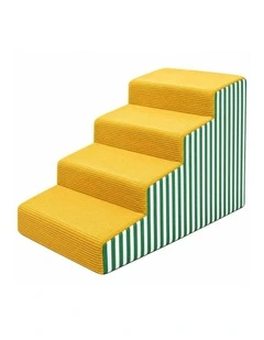 4 Step Dog Stairs Curved Foam Pet Ramp Anti-Slip Removable Cover