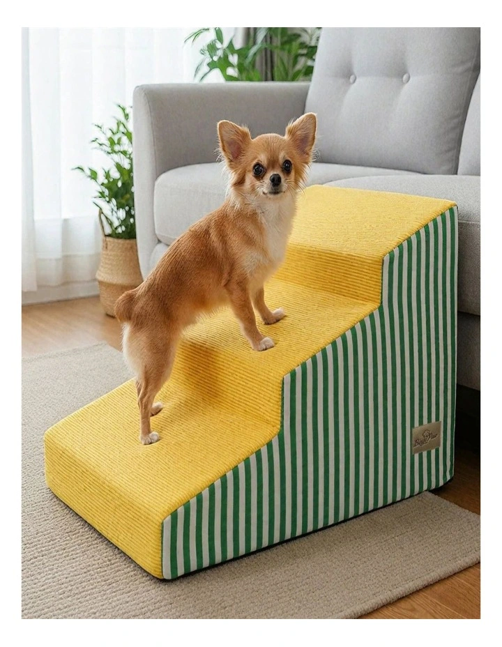 4 Step Dog Stairs Curved Foam Pet Ramp Anti-Slip Removable Cover image 5