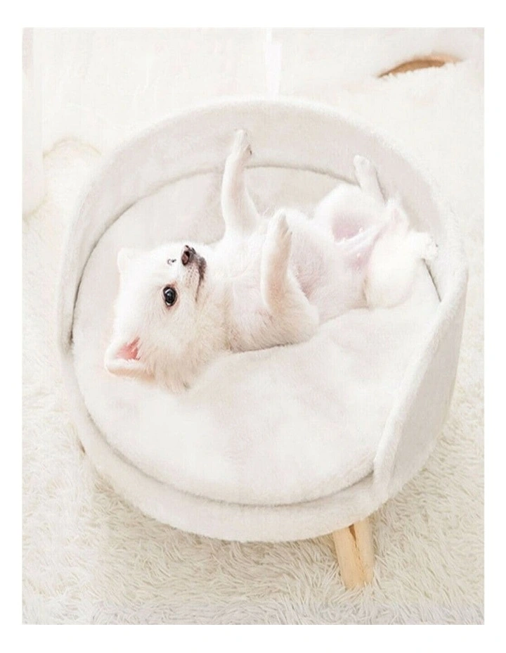 Pet Sofa Bed Plush Cushion Wooden Legs Dog Cat Elevated Couch 60cm image 4