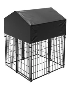 Lockable Dog Kennel Playpen Water-Resistant Roof Medium Pet House Small