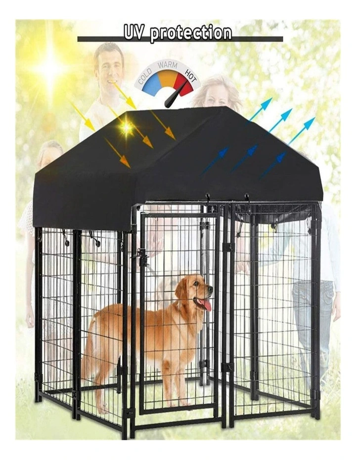 Lockable Dog Kennel Playpen Water-Resistant Roof Medium Pet House Small image 4