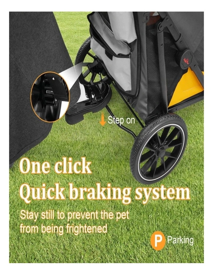 One-Click Folding Dog Stroller 4 Wheel Pet Pushchair Brake Storage image 5