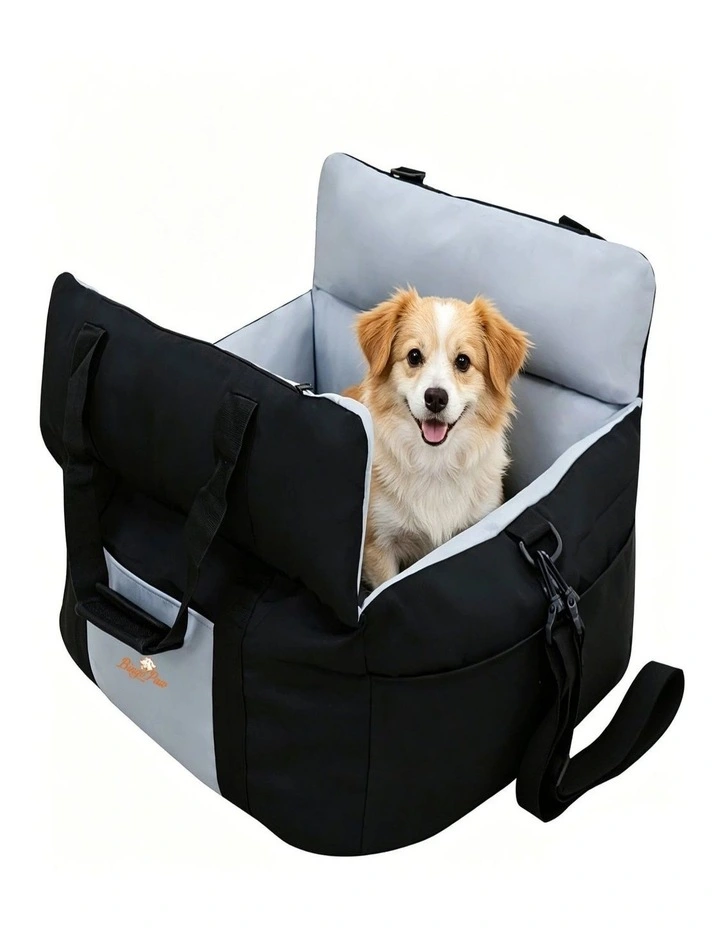 Washable Dog Car Seat Bed Booster Carrier Safety Leash Small Pet Travel Black and Blue image 2