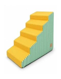 5 Step Dog Stairs Curved Foam Pet Ramp Anti-Slip Removable Cover