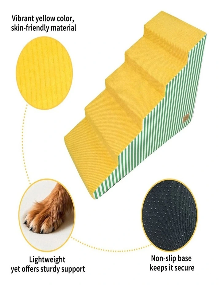 5 Step Dog Stairs Curved Foam Pet Ramp Anti-Slip Removable Cover image 2