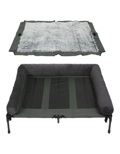 Brown Elevated Dog Cot Bed Bolster Support Breathable Mesh Pet Lounger XXL
