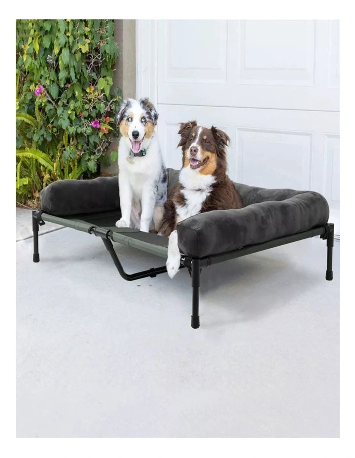Brown Elevated Dog Cot Bed Bolster Support Breathable Mesh Pet Lounger XXL image 2
