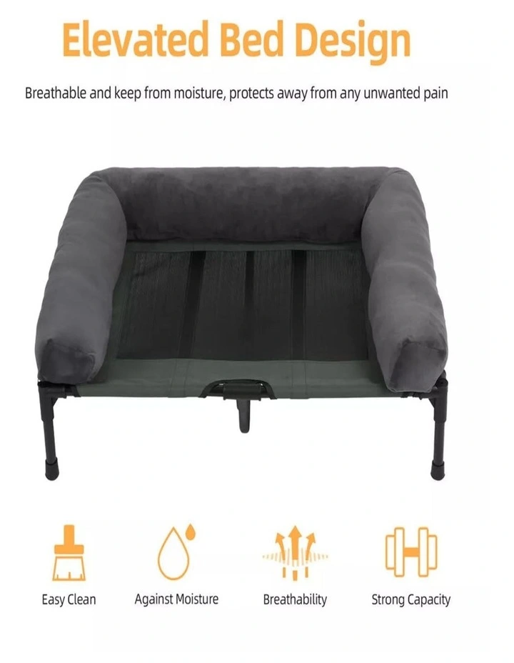 Brown Elevated Dog Cot Bed Bolster Support Breathable Mesh Pet Lounger XXL image 3