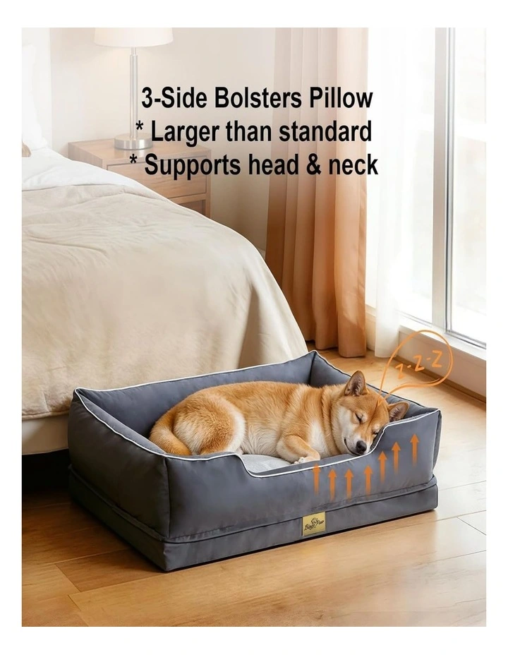 Orthopedic Waterproof Dog Bed Sofa Removable Cover Nesting Pet Bed Large Grey image 5
