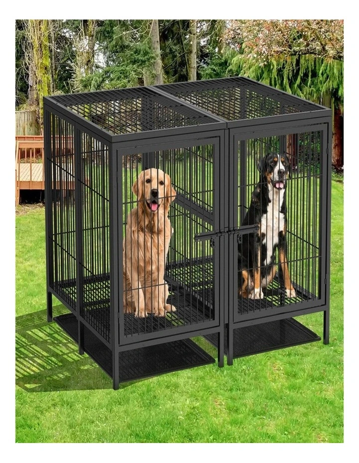 Jumbo Elevated Dog Cage Heavy Duty Metal Pet Crate Kennel 2 Door image 2