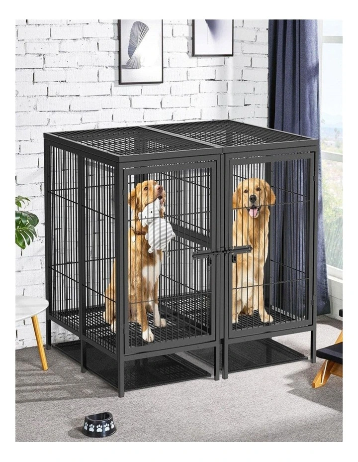 Jumbo Elevated Dog Cage Heavy Duty Metal Pet Crate Kennel 2 Door image 3