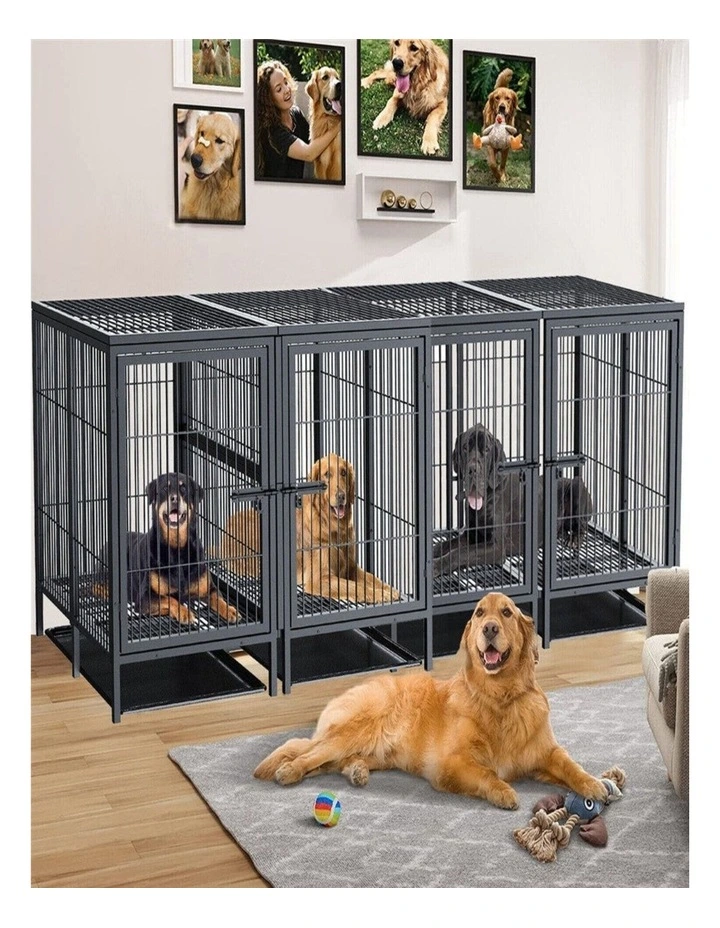 Jumbo Elevated Dog Cage Heavy Duty Metal Pet Crate Kennel 2 Door image 4