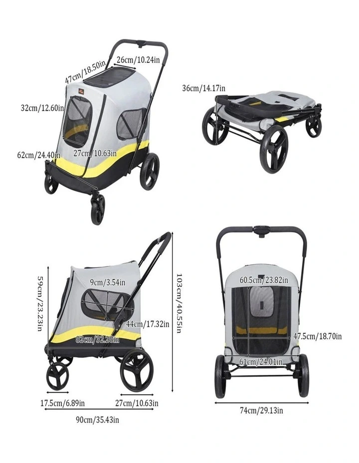 XL Foldable Dog Stroller 4 Wheel Pet Jogger Shock Absorber Safety Leash image 2