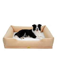 Orthopedic Waterproof Dog Bed Sofa Removable Cover Nesting Pet Bed Beige XXL