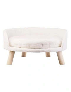 Large 50cm Cat Sofa Chair Bed Elevated Nordic Plush Fur Pet Stool