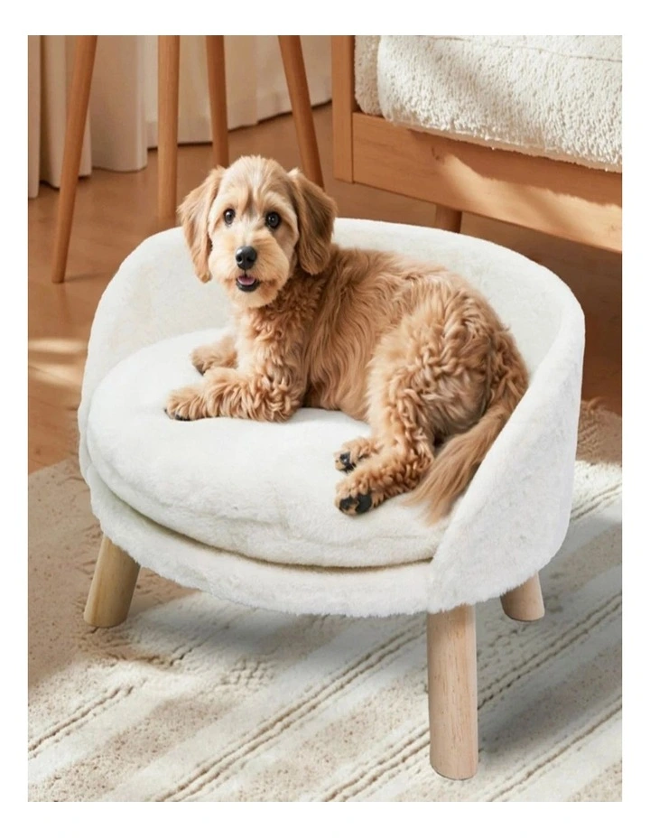 Large 50cm Cat Sofa Chair Bed Elevated Nordic Plush Fur Pet Stool image 6