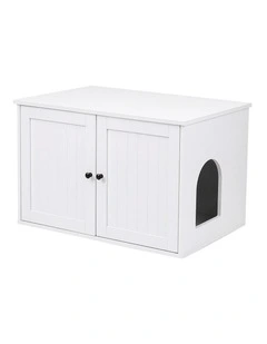 i.Pet 80x53cm Cat Litter Box Enclosure Hidden Litter Tray Cabinet Furniture White