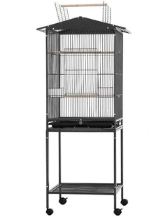 i.Pet 136cm Bird Cage Aviary Open Top Parrot Budgie Stand Wheels Black