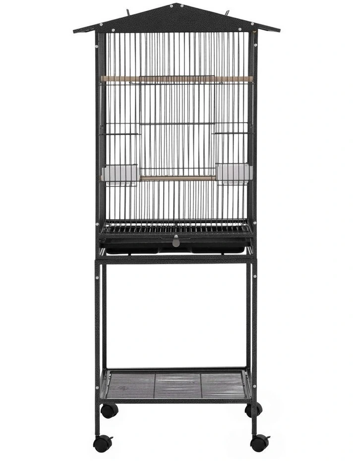 i.Pet 136cm Bird Cage Aviary Open Top Parrot Budgie Stand Wheels Black image 3