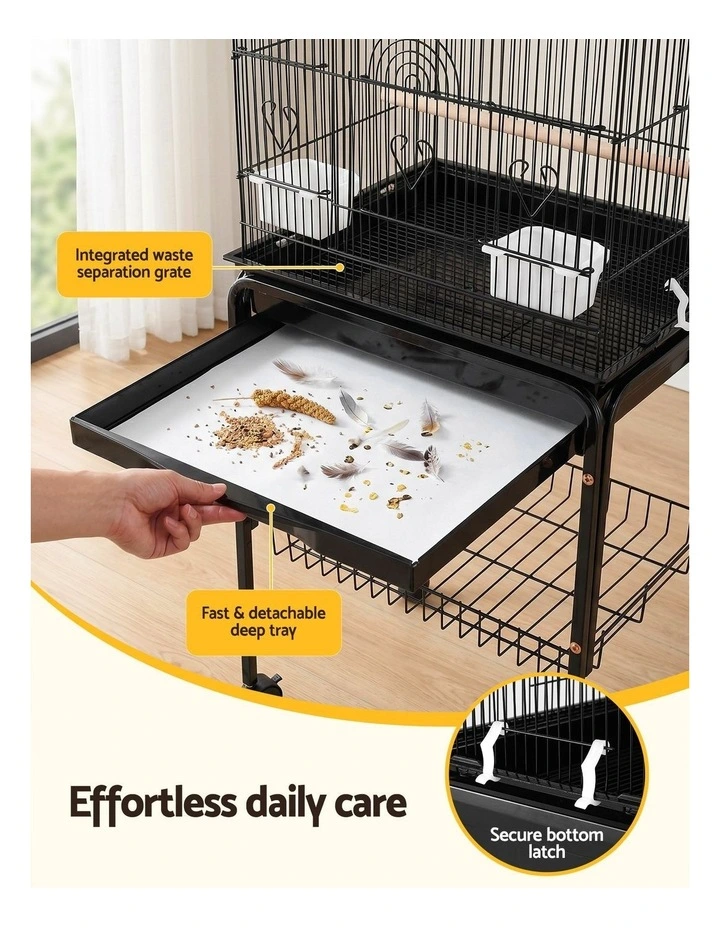 i.Pet 158cm Bird Cage Aviary Parrot Budgie Stand Wheels Black image 5