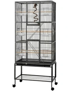 i.Pet 176cm 3-Tier Large Bird Cage Aviary with Ladder Parrot Budgie Wheels Black